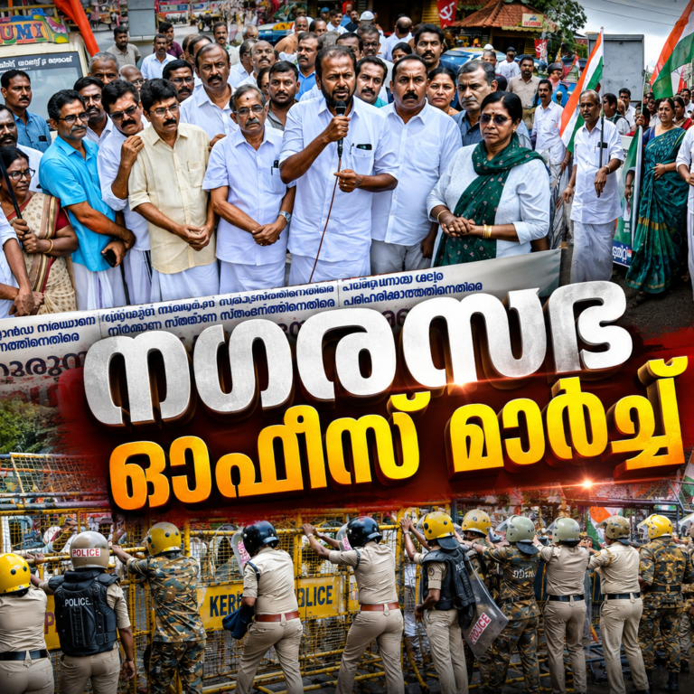 ഗുരുവായൂർ നഗരസഭ ഭരണത്തിനെതിരെ കോൺഗ്രസ് പ്രതിഷേധ മാർച്ച്; “ബസ് സ്റ്റാൻഡ് തുറക്കാൻ ജനങ്ങളെ അണിനിരത്തും”