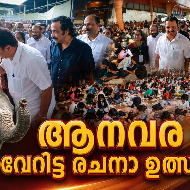 ഗുരുവായൂരിൽ ‘ആനവര’യിൽ പിറന്നത് രണ്ടായിരത്തിലേറെ കരിവീരന്മാർ; കുട്ടികളുടെ ഭാവനയ്ക്ക് തുമ്പിക്കൈ ഉയർത്തി ജൂനിയർ വിഷ്ണു