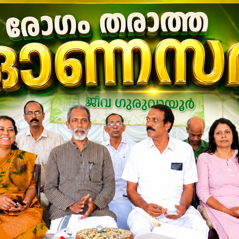 രോഗം തരാത്ത പ്രകൃതിദത്ത വിഭവങ്ങളുമായി ഓണസദ്യ; ഗുരുവായൂരിൽ ‘ജീവ’യുടെ ഓണാഘോഷം 19ന്