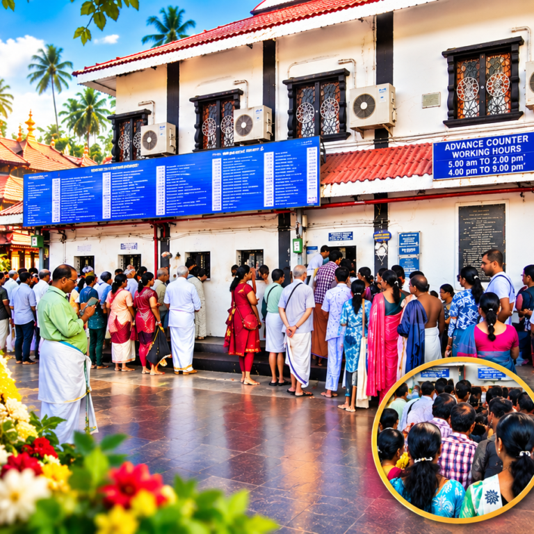 ഗുരുവായൂർ ക്ഷേത്രത്തിലെ അഡ്വാൻസ് വഴിപാട് കൗണ്ടറിൽ അപൂർവ തിരക്ക്; വഴിപാട് ശീട്ടിനേക്കാൾ നീളുന്നത് പ്രസാദ രസീതിനുള്ള ക്യൂ