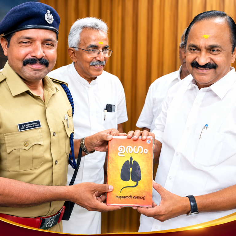ഗുരുവായൂരിൽ ശ്രദ്ധേയ കൂടിക്കാഴ്ച; വി.ഡി. സതീശന് സ്വന്തം പുസ്തകം സമ്മാനിച്ച് എ.സി.പി. സുരേന്ദ്രൻ മങ്ങാട്ട്