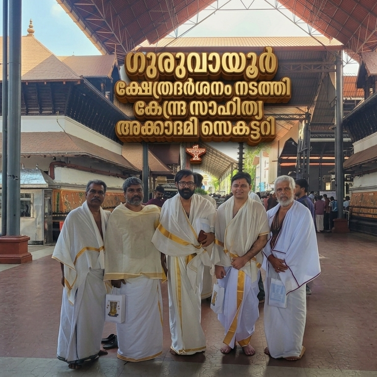 ഗുരുവായൂർ ക്ഷേത്രദർശനം നടത്തി കേന്ദ്ര സാഹിത്യ അക്കാദമി സെക്രട്ടറി