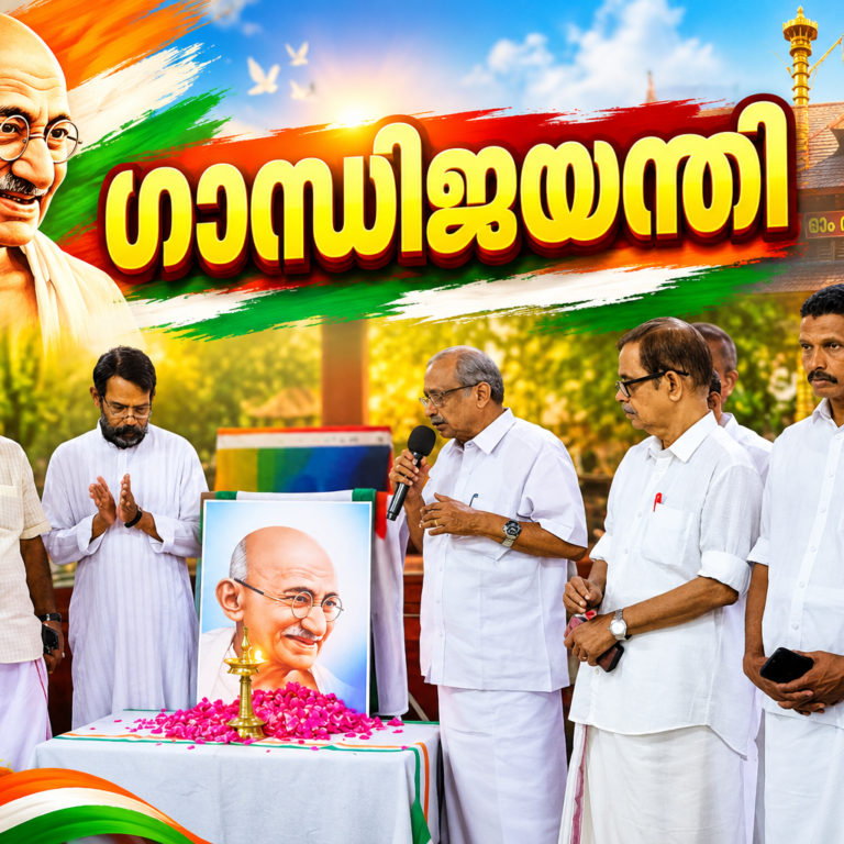 ഗാന്ധിജയന്തി ദിനത്തിൽ ഗുരുവായൂരിൽ പുഷ്പാർച്ചനയും അനുസ്മരണ സദസ്സും