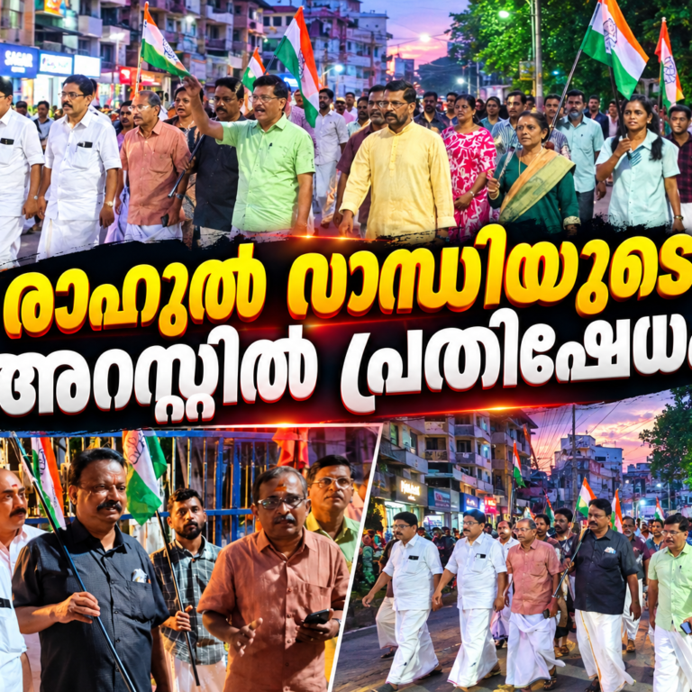 രാഹുൽ ഗാന്ധിയുടെ അറസ്റ്റിൽ പ്രതിഷേധം; ഗുരുവായൂരിൽ കോൺഗ്രസ് പ്രതിഷേധ പ്രകടനം
