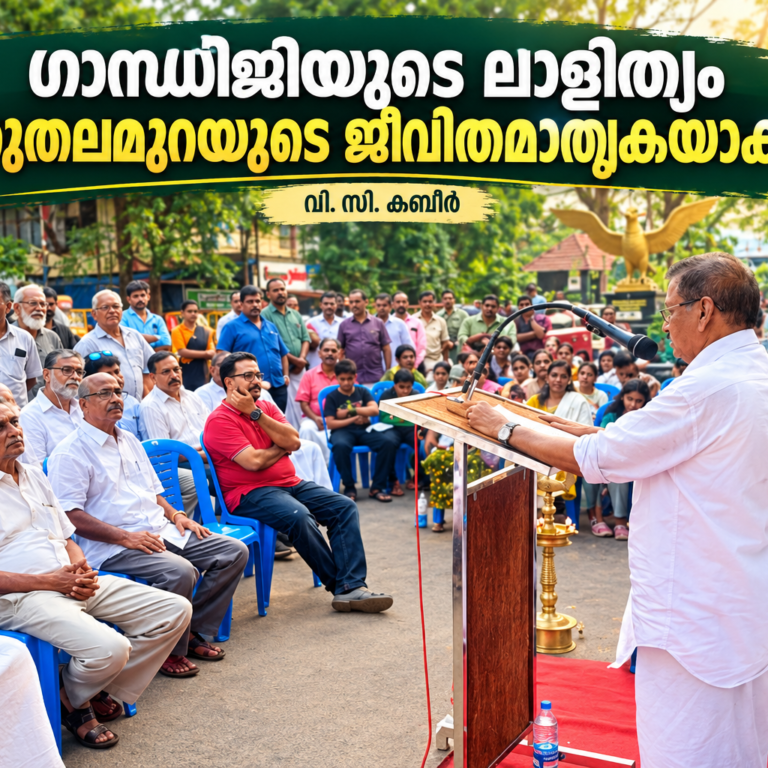 ഗാന്ധിജിയുടെ ലാളിത്യം പുതുതലമുറയുടെ ജീവിതമാതൃകയാകണം ; വി. സി. കബീർ